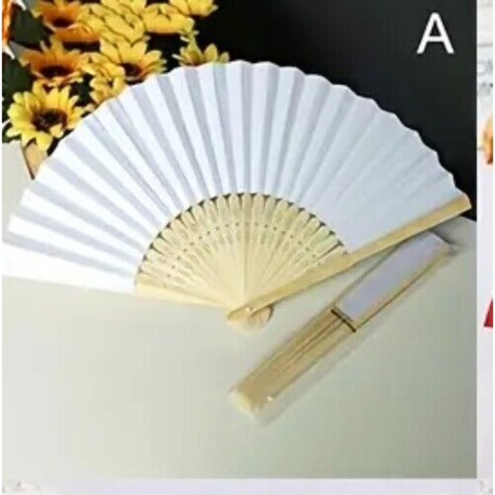 Lot 8 New Hand Held Paper Fans Great‎ For Crafting Blank Paper and Bamboo